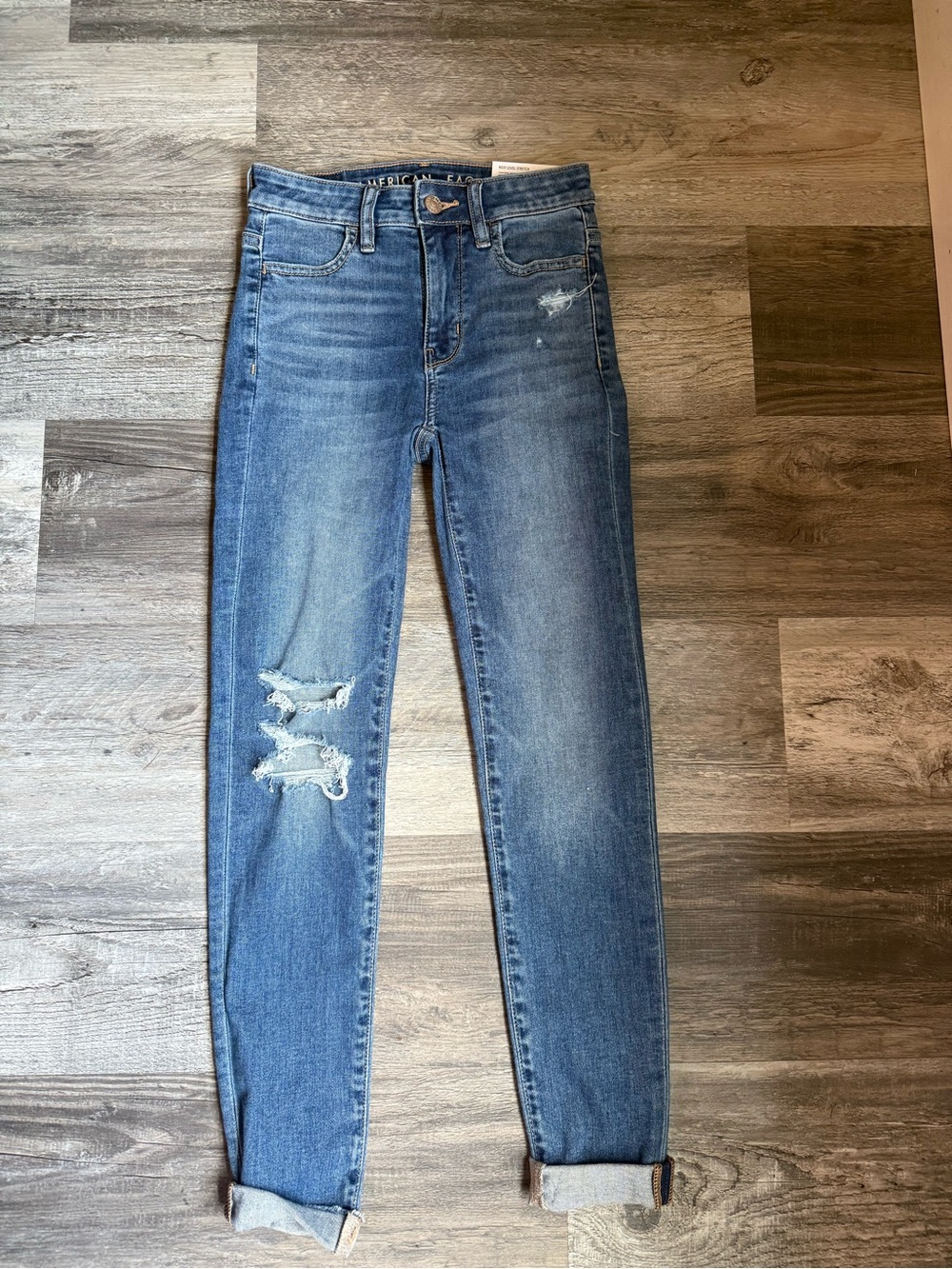 American Eagle Outfitters Distressed High-Rise Skinny Jeans - Blue